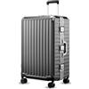 LUGGEX Valigia Rigida, Bagaglio Con Struttura In Alluminio Con Chiusura A Combinazione, Trolley Per Bagagli Senza Zip Con 4 Ruote, Nero, L (75cm, 103L)
