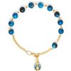 Mondo Cattolico - Rosario Bracciale Religioso con Medaglia Miracolosa Smaltata, Perle Variegate 6 mm, Bracciale da Preghiera, Regalo Cattolico Uomo Donna (Blu)