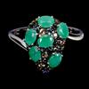Egemdiamond Anello Egemdiamond In Argento 925 Con Smeraldo Ovale 4x3mm E Zaffiro, Mis 7.5