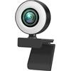 Buxuaaaa Webcam 1080P / 2K / 720P con luce di riempimento a 3 marce per messa a fuoco Free Drive Web Camera Rotazione a 360 ° per computer portatile Video Reco Fill Light Camera per videoconferenze