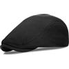 Liutufy Cappello da uomo vintage piatto regolabile in cotone Newsboy Peaky Blinder cappello casual retrò, Nero , Taglia unica