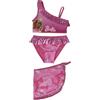 CARTOON Costume con Pareo Barbie Beachwear per Bambini Coordinato Costume Due Pezzi con Gonna Abbigliamento Mare Piscina