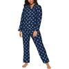 TZTTZT Set pigiama da donna, 2 pezzi, a tema nautico, con ancore, comodo pigiama lungo con tasche, Nero, S