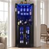 VEVOR Mobile Bar Angolare Portavini da Soggiorno, Scaffale Angolare Bar 50 x 50 x 170 cm da Casa con Illuminazione LED Dimmerabile Portabicchieri, Protezione Antiribaltamento da Sala da Pranzo