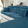CYCMACO Velluto Copriseduta Divano Elasticizzato, Universale Copricuscini Divano Antiscivolo, Copridivano Cuscini Separati, Soft Sofa Seat Cover Lavabili(2 Posti, Blu Pavone)