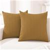 CYCMACO Federe Cuscini Divano 2 Pezzi 60x60, Copricuscini Divano Per Salotto Soggiorno, Federa Cuscino Con Cerniera Invisibile, Moderno Federa Cuscino, Per Domestica Camera Da Letto, Cammello