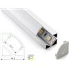 ELETTROLUCESTORE profilo in allumino barra angolare nuovo da 1metro con coperchio opaco per strip led 1242