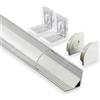 ELETTROLUCESTORE profilo led alluminio barra angolare 1metro strip 8 10mm mod 1616 rotondo curvato cover trasparente 1898