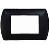 MAPAM placca 4 posti moduli nera in metallo compatibile con bticino living international l4804 e ln4704