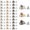 Dokeno Rivetti in Ottone 30 Pezzi, Borchie a Vite a Testa Tonda con Anello Rotondo Bottoni Automatici, Rivetti con Bottoni in Metallo da 10mm per Cinture, Borsa, Artigianato Fai, 3 Colori