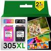 TODOINK 305XL Compatibile con Cartucce HP 305 Nero e Colore con HP DeskJet 2820e 2720e 2720 2710e 2710 DeskJet Plus 4130 4120 4110 Envy 6020e 6022 6022e 6030 6030e Envy Plus 6430e Colore Nero