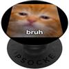 Cat Kitten Meme Funny Humor Graphic (Bru Meme fotografico divertente con gatto arancione Bruh sfocato PopSockets PopGrip Adesivo