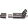 Integral USSD SlimXpress - Chiavetta USB 3.2 Gen 2x1 da 256 GB, doppia porta Type-C e Type-A, SSD portatile, lettura fino a 550 MB/s e scrittura fino a 500 MB/s. Design sottile e resistente in metallo