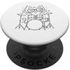 Funny Scribble Line Animal Cat Musician Cat Drummer Disegnato A Mano Schizzo Disegno Drumming PopSockets PopGrip Adesivo