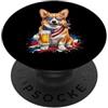 Patriotic Paws Designs Patriotic Corgi Bandiera Americana Birra Sigaro Cane PopSockets PopGrip Adesivo