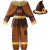 ReliBeauty Costume Spaventapasseri Patchwork Halloween Costume Bambino Bambina con Cappello, 4-5 anni(100 cm)