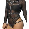 Subblime Fetish Body Harness Adjustable Straps Leather Black
