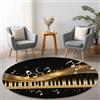 Generic Tappeto rotondo Moderno Nero Tasti Del Pianoforte Note Musicali Tappeti per soggiorno, antiscivolo, lavabile, per camera da letto, morbido tappeto stampato, per camera dei bambini, 90 cm