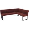 Mendler Panca angolare HWC-O82, sala da pranzo, stoffa ciniglia/tessuto ecologico (310 g/m²) metallo 210x159 cm - rosso