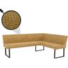 Mendler Panca angolare HWC-O82, sala da pranzo, stoffa ciniglia/tessuto ecologico (310 g/m²) metallo 210x159 cm - giallo