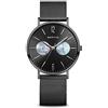 BERING Damen Quarz Uhr | Armbanduhr 36 mm schwarzes Edelstahlgehäuse und schwarzes Zifferblatt | Milanaisearmband | Saphierglas | 3 ATM | 14236-123
