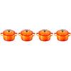 LE CREUSET Set 4 Mini Cocotte in gres vetrificato, 250 ml, diameter 10 cm, Arancione, 79212100900100