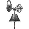 Relaxdays Campanella da Muro in Ghisa, Design Antico con Motivo a Chiave, Campana con Corda, 20 x 11,5 x 18 cm, Argento