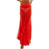 Owegvia Gonne lunghe da donna in rete velata elastica a vita alta con orlo a volant gonne fluide casual a trapezio trasparente gonne midi, Nero , L