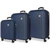 Roll Road Menorca Marine Set di Bagagli 52x75x27 cm Rigido ABS Lucchetto a Combinazione Integrato 188L 10.35kg 4 Doppie Ruote Estensibile Bagaglio a Mano