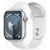 Apple Watch Series 9 alluminio 41 mm (2023) | GPS | Argento | Cinturino Sport Bianco S/M + M/L