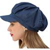 BEYLRZID Berretto Estivo da Donna da Newsboy, 100% Cotone, 8 Pannelli, Stile Vintage, con Visiera Ottagonale, Regalo per Donne e Ragazze, Denim, 7 1/8 / 7 3/8