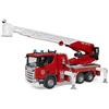 bruder 03591 - Camion dei pompieri Scania Super 560R con scala girevole, pompa dell'acqua, modulo luci e suoni, veicoli, camion dei pompieri, veicolo di emergenza, camion scala