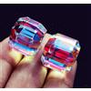 rogem54 Cubo Mystic Quarzo Variopinto Multicolore Paio 45 A 50 KT Certificato Loose