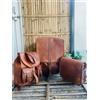 Fatto a mano Vero Vintage Cuoio Fiore 40.6cm Pelle Laptop Zaino Grande 2 Mini Borse Gratis