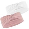 REEKNOKOL 2 fasce per capelli per bambini, fascia per capelli morbida per neonati, comode fasce per capelli alla moda per bambine, elastiche con nodo per bambini e bambine (bianco, rosa)