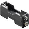 CABLEPELADO - Porta batterie per 2 batterie AA (FR6, HR6, LR6) - Supporto batterie per Arduino, PIC, AVR ed elettronica, plastica nera, leggera e compatta - ideale per progetti fai da te