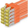 1aTTack.de Cavo di rete Ethernet Lan Cat.7 SFTP spina RJ45 Cat6a doppia schermatura 10000 Mbit/s compatibile con Cat5 Cat6 Cat6a Cat8 per switch Router Modem Patchpanel Arancione / 10 pz 3 metri