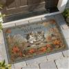 Generic Zerbino con gattini di benvenuto, autunnale con foglie rustiche e pigne autunnali, arancione, antiscivolo, decorazione per ingresso, portico, bagno, ufficio, 73 x 43 cm