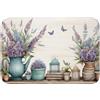 Mexpekil Zerbino con fiori di lavanda, 40 x 60 cm, tappetino di benvenuto, lavabile, per interni ed esterni, antiscivolo, tappeto da bagno per ingresso