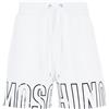 Moschino Bermuda Uomo In Felpa Con Maxi Logo Bianco