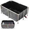 VEVOR Tela Peschiera Fuori Terra, con Pannello di Visualizzazione Trasparente, Rettangolare Pesci Rossi con Telaio in Acciaio Inox, Valvola di Scarico, per Allevamento Carpa, Nero 480 L