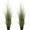 VEVOR Erba Artificiale, Confezione da 2 Erba Artificiale in Vaso 1194 mm, Pianta Finta Fiori di Canna ed Erba per Interni ed Esterni, Casa, Giardino, Ufficio, Decorazione per Casa Ristorante, Verde