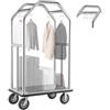 VEVOR Carrello Portabagagli per Hotel, Portata Max 680,39 kg, Carrello Bagagli Hotel con Telaio in Acciaio Inox, Ruote in Gomma da 203 mm, Pianale Rivestito in Moquette Grigia, per Alberghi e Resort