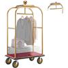 VEVOR Carrello Portabagagli per Hotel, Portata Max 544,31 kg, Carrello Bagagli Hotel con Telaio in Acciaio Inox, Ruote in Gomma da 203 mm, Pianale Rivestito in Moquette Rossa, per Alberghi e Resort