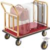 VEVOR Carrello Portabagagli per Hotel, Portata Max 340 kg, Carrello Bagagli Hotel con Telaio in Acciaio Inox, Ruote in Gomma da 152 mm, Pianale Rivestito in Moquette Rossa, per Alberghi e Resort, Oro