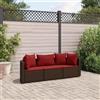 Vidaxl Set Divano da Giardino 3 pz con Cuscini Marrone in Polyrattan