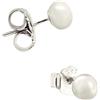ENTREPLATA Orecchini in argento 925 con perla di Rio Natural - Gioielli eleganti da donna - Perle coltivate d'acqua dolce - Ipoallergeniche perla rotonda 5 mm.