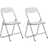 CLP Set 2 Sedie Pieghevoli Felix in Plastica (PVC) I Sedie Salvaspazio Telaio in Metallo E Seduta Imbottita I Sedie Riunioni Ospiti Chiudibili, Colore:Bianco/Argento