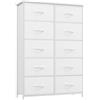 Somdot Cassettiera Salvaspazio in Tessuto, Mobiletto per Soggiorno, Studio, Cameretta, Ingresso, Settimino Camera da Letto, 30P x 80l x 114,5H (10 Cassetti), Bianco