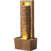Teamson Home Fontana da giardino moderna con luce LED effetto rocce stratificate in poliresina marrone compatta per patio o angoli esterni